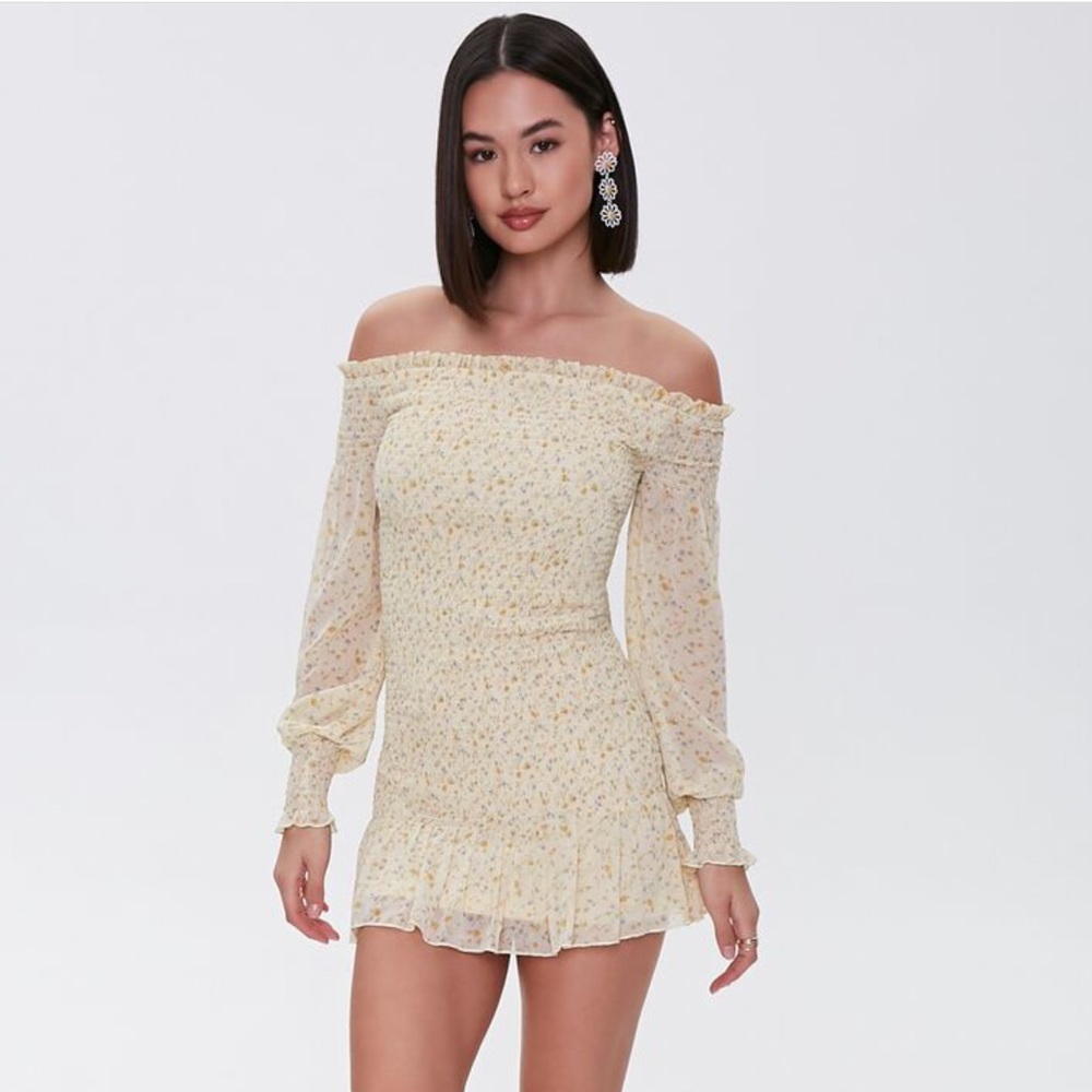 NWT Forever 21 Smocked Yellow Dress